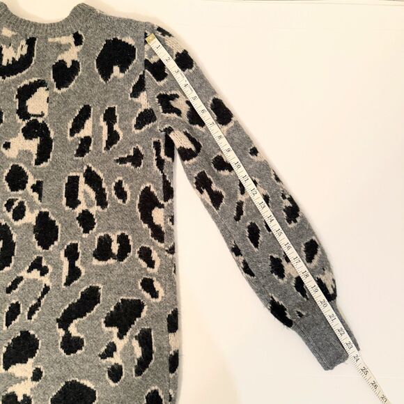Lovers + Friends Speak Up Sweater Dress Charcoal Gray Leopard Knit Long Sleeve S - Picture 10 of 13